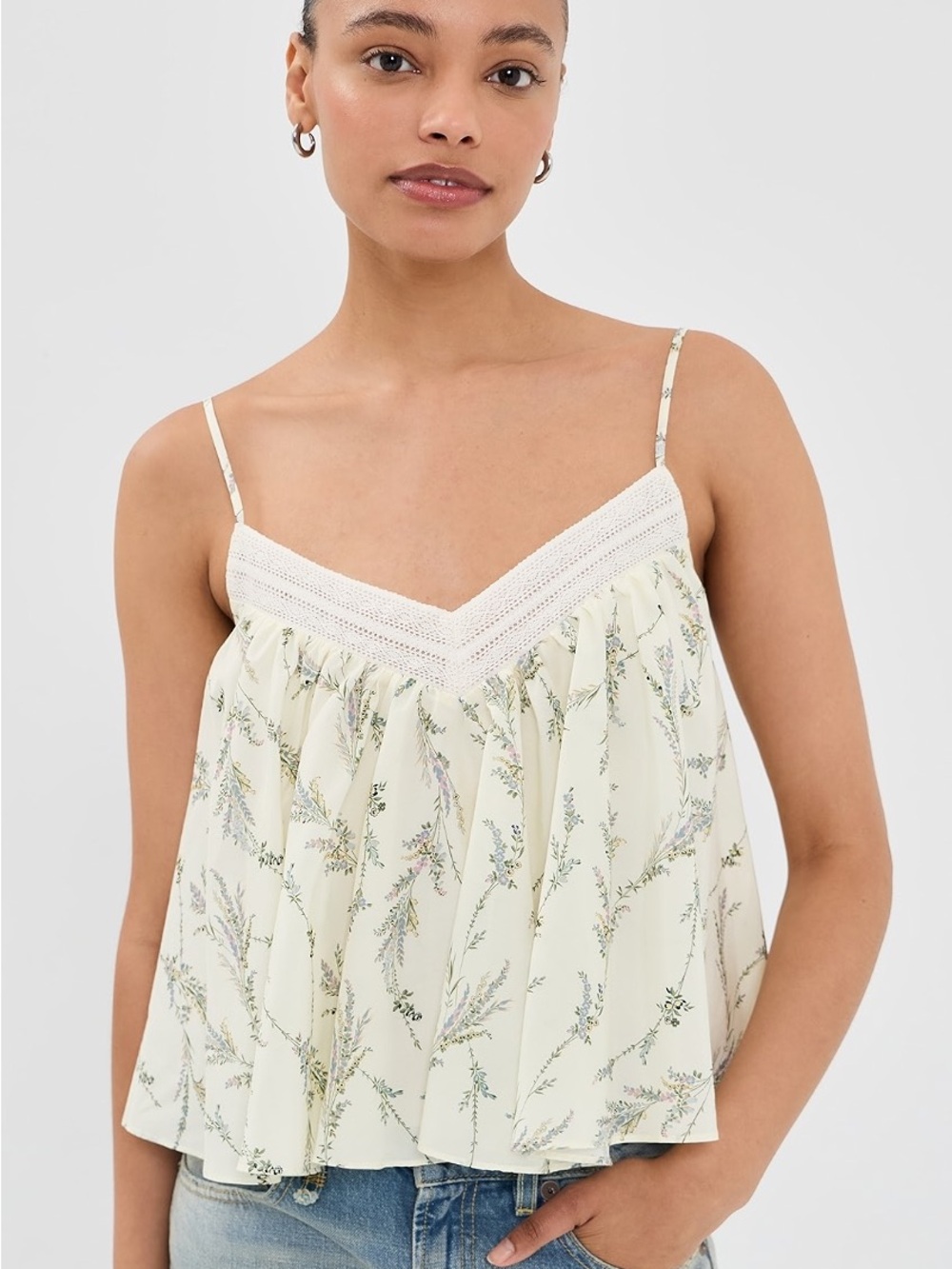 NWOT Veronica Beard Mariale silk cotton lace trim cami top sz 2